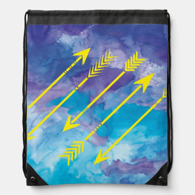 Watercolor Arrows Drawstring Backpack (Front)