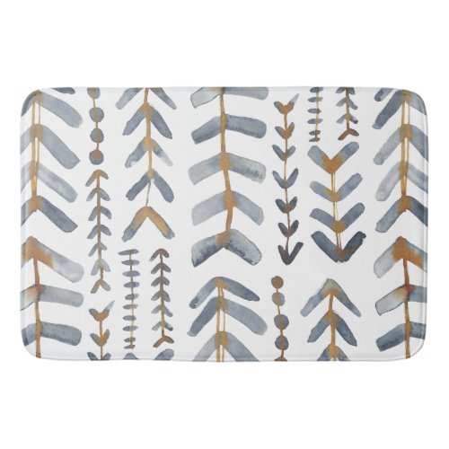 Watercolor Arrows Geometric Pattern Indigo Bath Mat