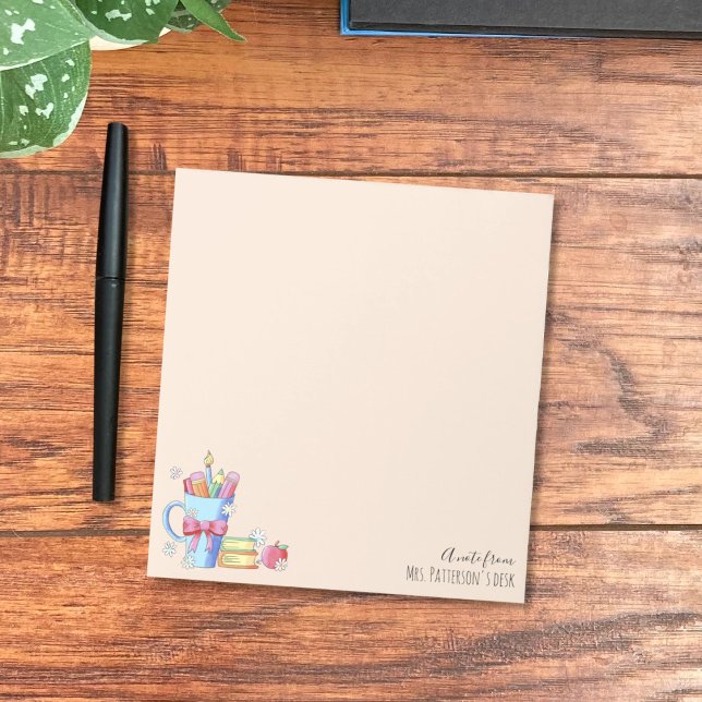 Watercolor Art | A Note From Teacher Name Notepad (Cute teacher personalized notepad . )