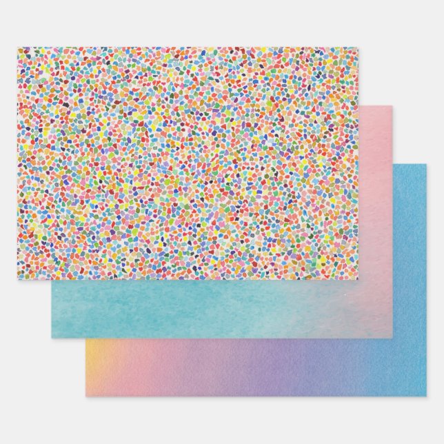 Watercolor Art Artist Background Wrapping Collage Paper Sheets (Set)
