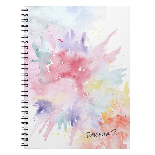 Watercolor Art Attack Custom Signature Notebook (Front)