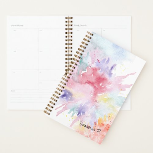 Watercolor Art Attack Custom Signature Undated Planner