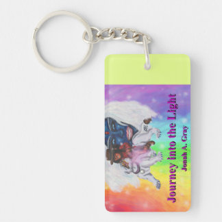 Watercolor Art Boy Riding white Lioness Woman Love Keychain