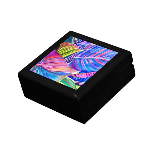 Watercolor art canna tropical leaves  gift box