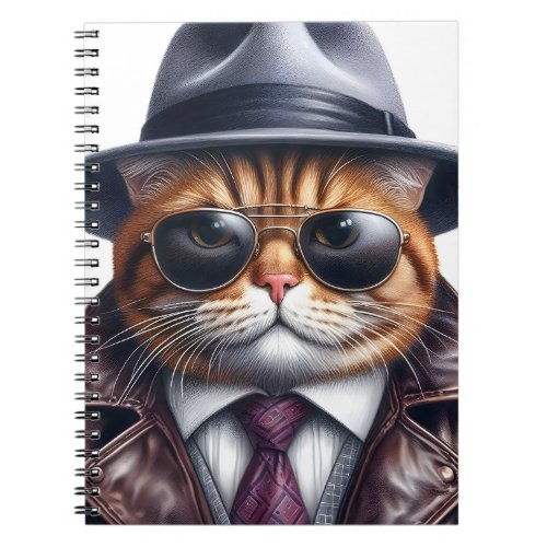 Watercolor Art Cat Suit Tie Jacket Hat Sunglasses Notebook