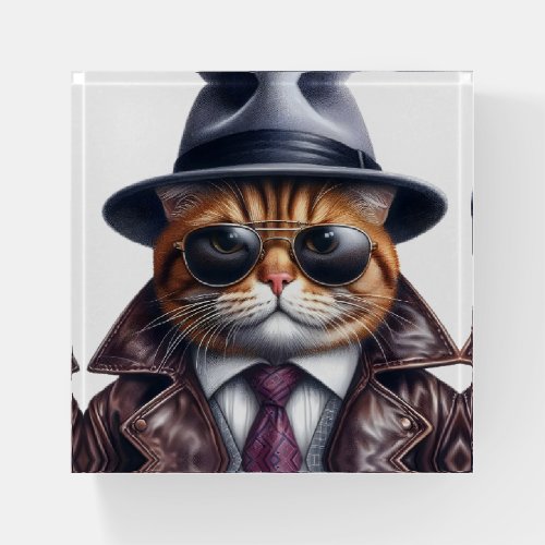 Watercolor Art Cat Suit Tie Jacket Hat Sunglasses Paperweight