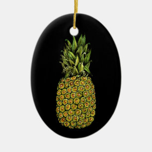 Watercolor Art Cute Pineapple Ceramic Ornament