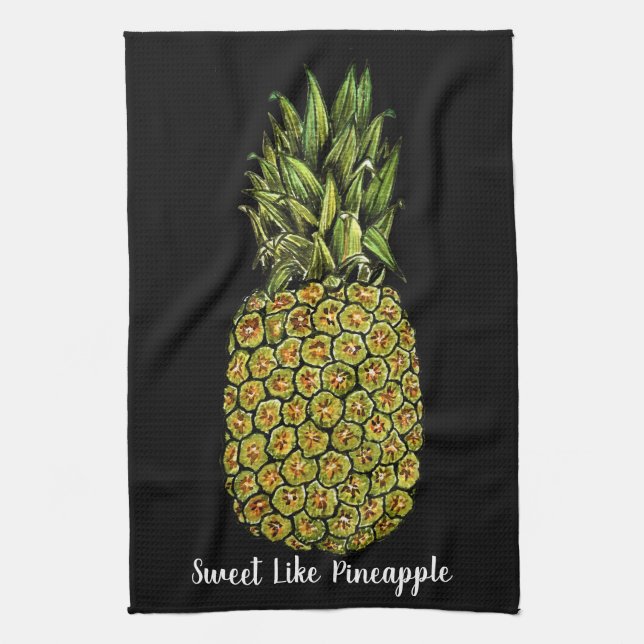 Watercolor Art Cute Pineapple Kitchen Towel (Vertical)