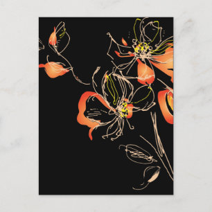Watercolor Art Deco Flower Postcard