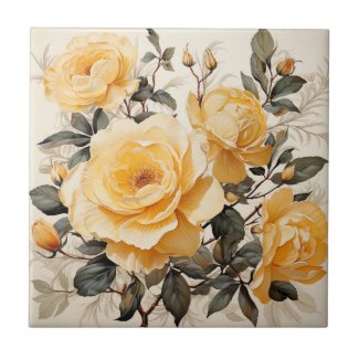 Watercolor Art Decorative Pale Yellow Rose