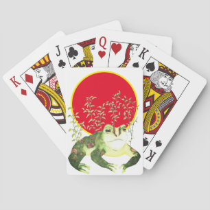 Watercolor Art Green Frog Poker Cards
