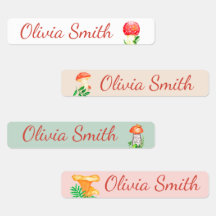 Watercolor art mushroom. Kids Labels. Kids' Labels