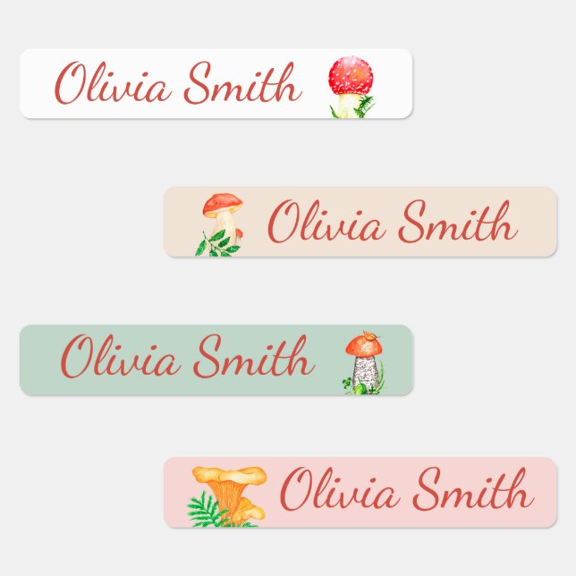 Watercolor art mushroom. Kids Labels. Kids' Labels (Group)