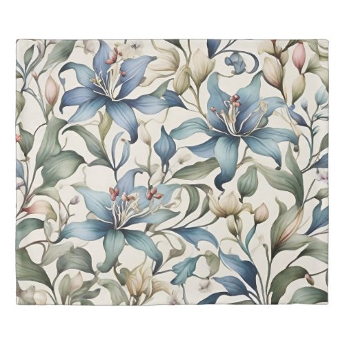 Watercolor Art Nouveau Floral Duvet Cover