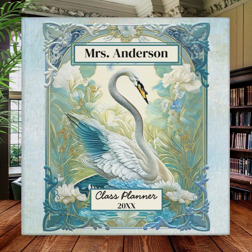 Watercolor Art Nouveau Swan Teacher Binder
