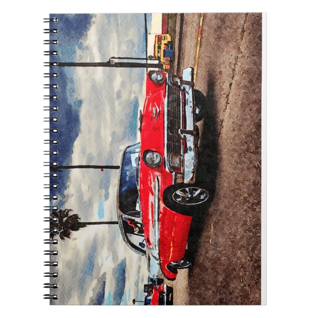 Watercolor art of 1956 Chevrolet Bel Air Notebook (Front)