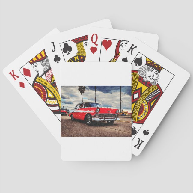 Watercolor art of 1956 Chevrolet Bel Air Poker Cards (Back)