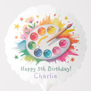 Watercolor Art Palette Age Birthday Party Balloon