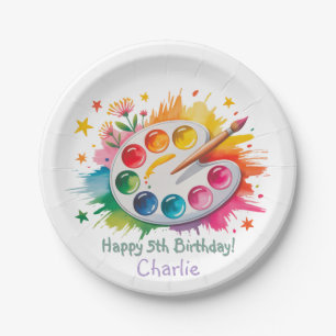 Watercolor Art Palette Age Birthday Party Paper Plates