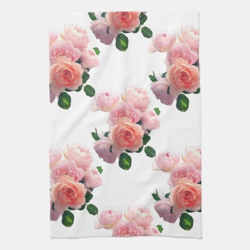 Watercolor Art Pink Red Roses Floral Template Kitchen Towel