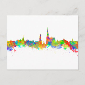Watercolor art print of the skyline of Antwerp Postcard