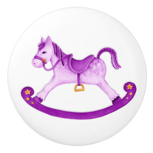 Watercolor art purple rocking horse knob