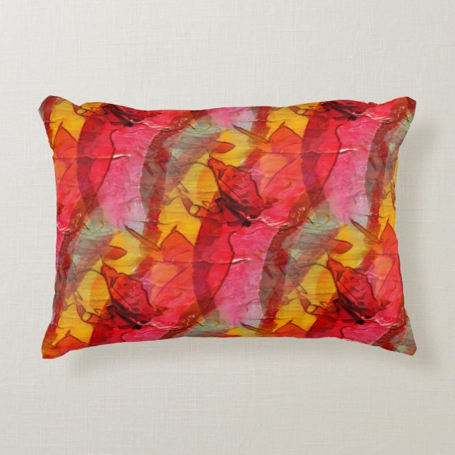 Watercolor art red yellow accent pillow (Front)