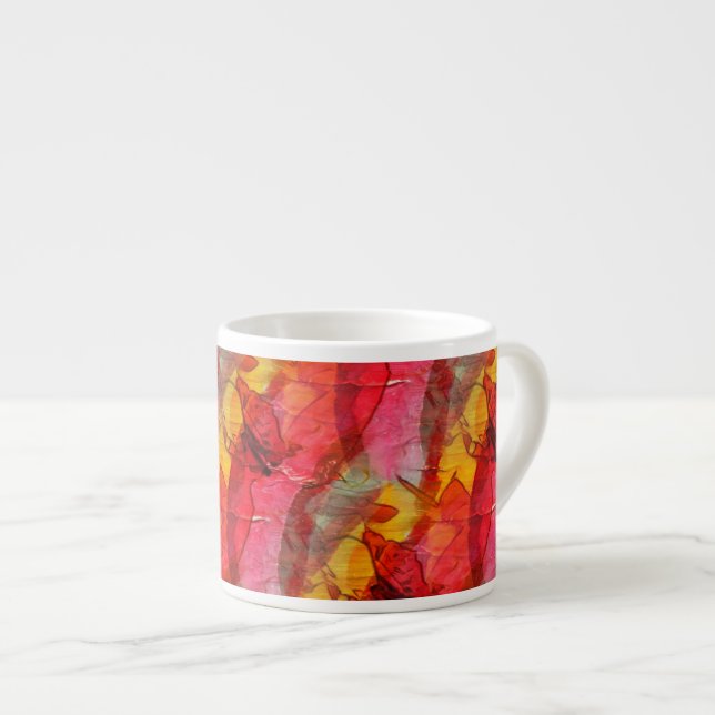 Watercolor art red yellow espresso cup (Front Right)