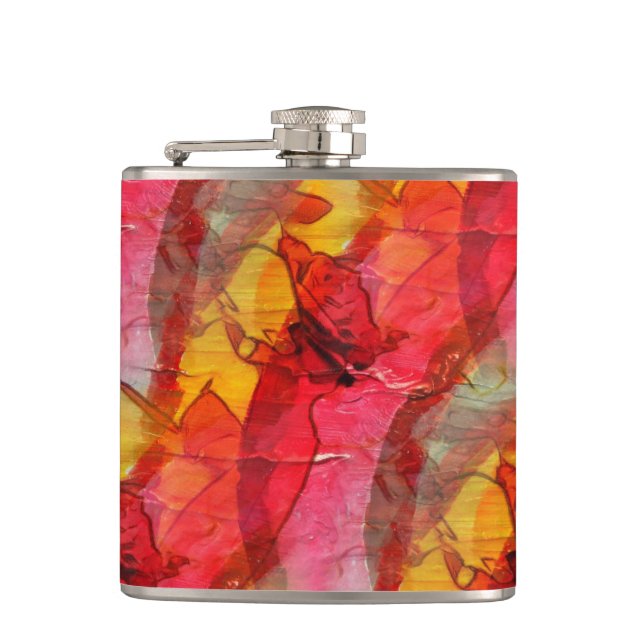 Watercolor art red yellow hip flask (Front)