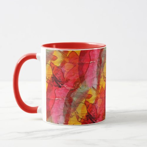 Watercolor art red yellow mug