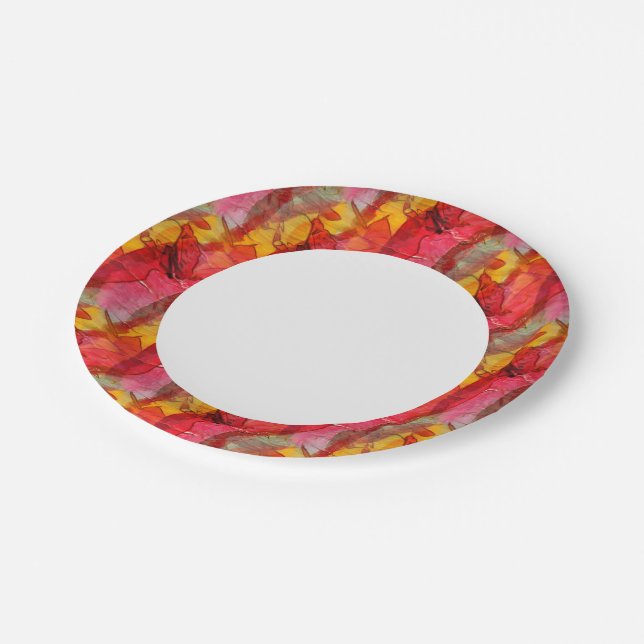 Watercolor art red yellow paper plates (Angled)