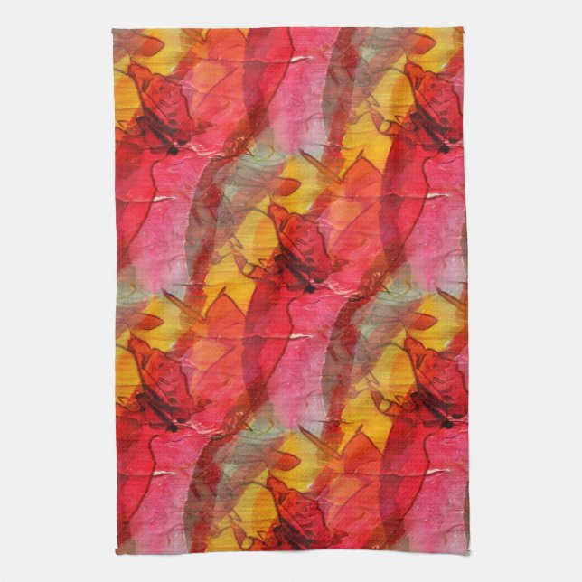 Watercolor art red yellow towel (Vertical)