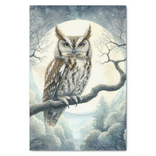 Watercolor Art Screech Owl Decoupage Tissue Paper