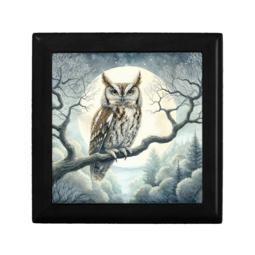 Watercolor Art Screech Owl Gift Box