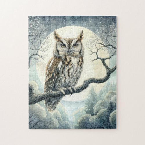 Watercolor Art Screech Owl Jigsaw Puzzle