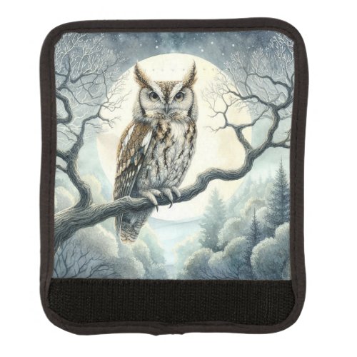 Watercolor Art Screech Owl Luggage Handle Wrap