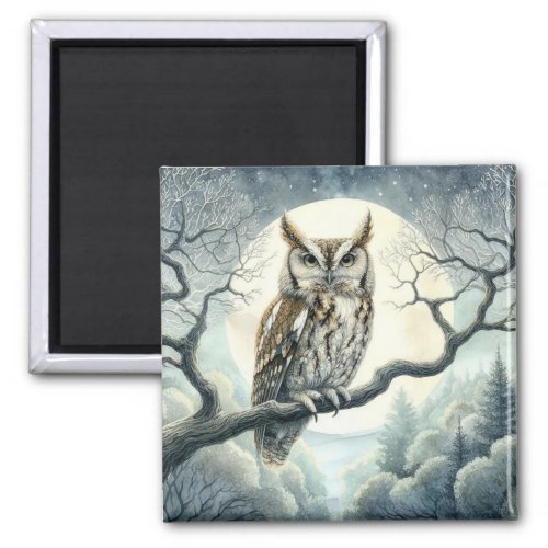 Watercolor Art Screech Owl Magnet