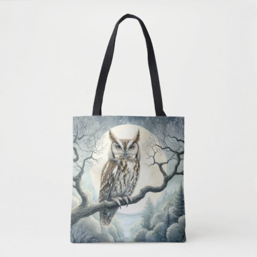 Watercolor Art Screech Owl Tote Bag