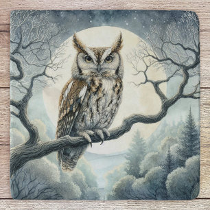 Watercolor Art Screech Owl Trivet
