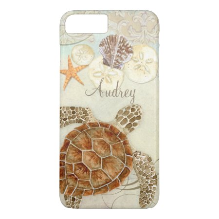 Watercolor Art Sea Turtle Coastal Beach Sea Shells Iphone 8 Plus/7 Plu