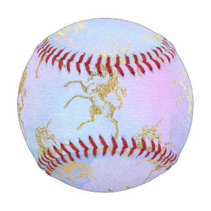 Watercolor Art Soft Colors Golden Unicorn Fantasy Baseball