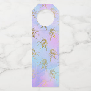 Watercolor Art Soft Colors Golden Unicorn Fantasy Bottle Hanger Tag