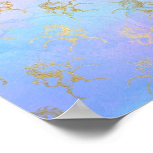 Watercolor Art Soft Colors Golden Unicorn Fantasy Poster