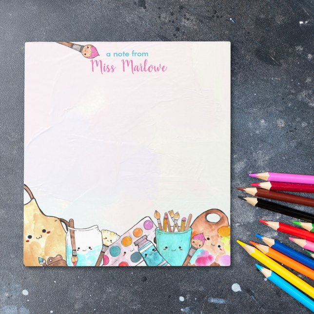 Watercolor Art Teacher Appreciation Gift Notepad (Watercolor Art Teacher Appreciation Gift Personalized Notepad)
