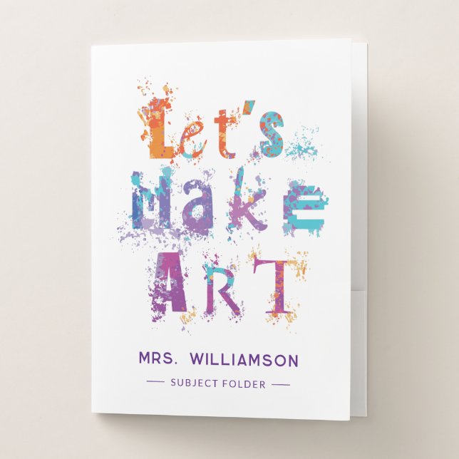 Watercolor Art Teacher School Classroom Pocket Folder (Front)