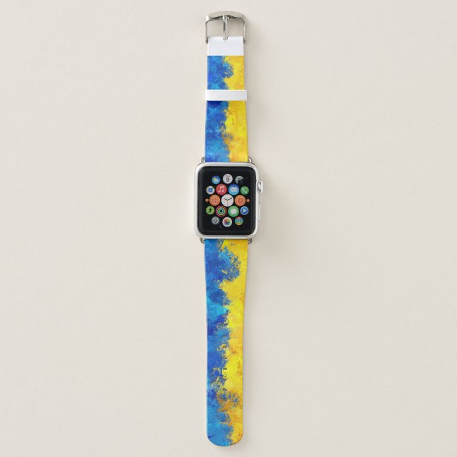Watercolor art Ukrainian flag Apple Watch Band (Front)