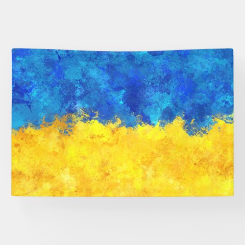 Watercolor art Ukrainian flag Banner