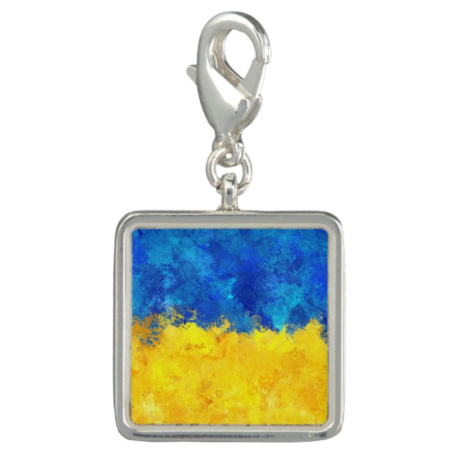 Watercolor art Ukrainian flag Charm (Front)
