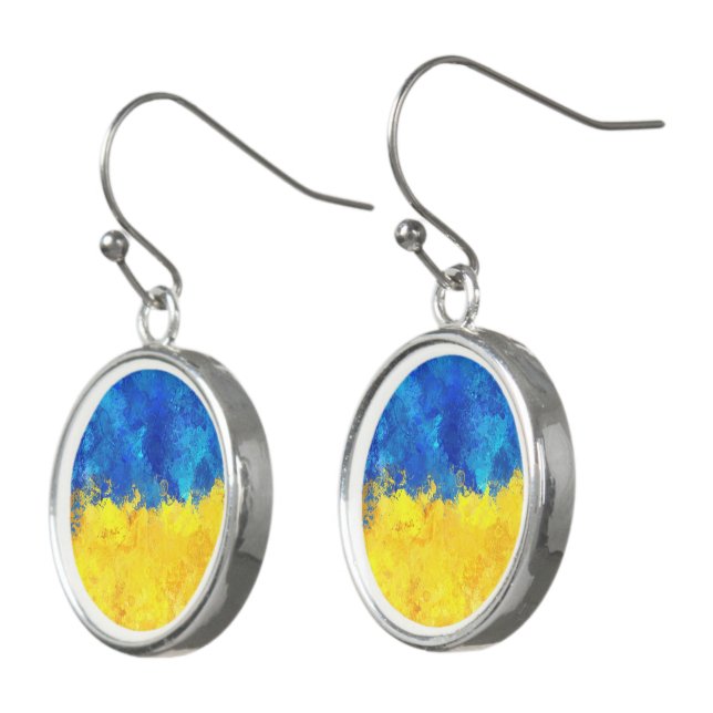 Watercolor art Ukrainian flag Earrings (Angled)
