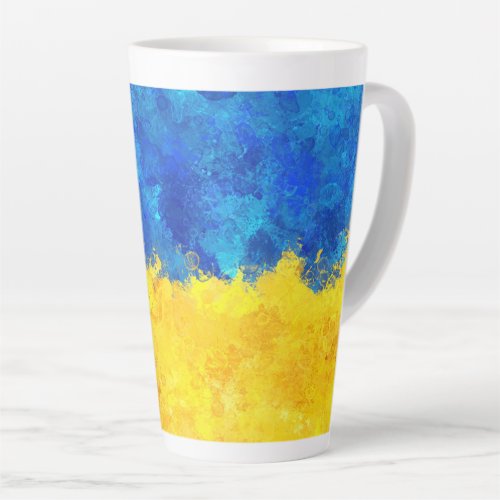 Watercolor art Ukrainian flag  Latte Mug